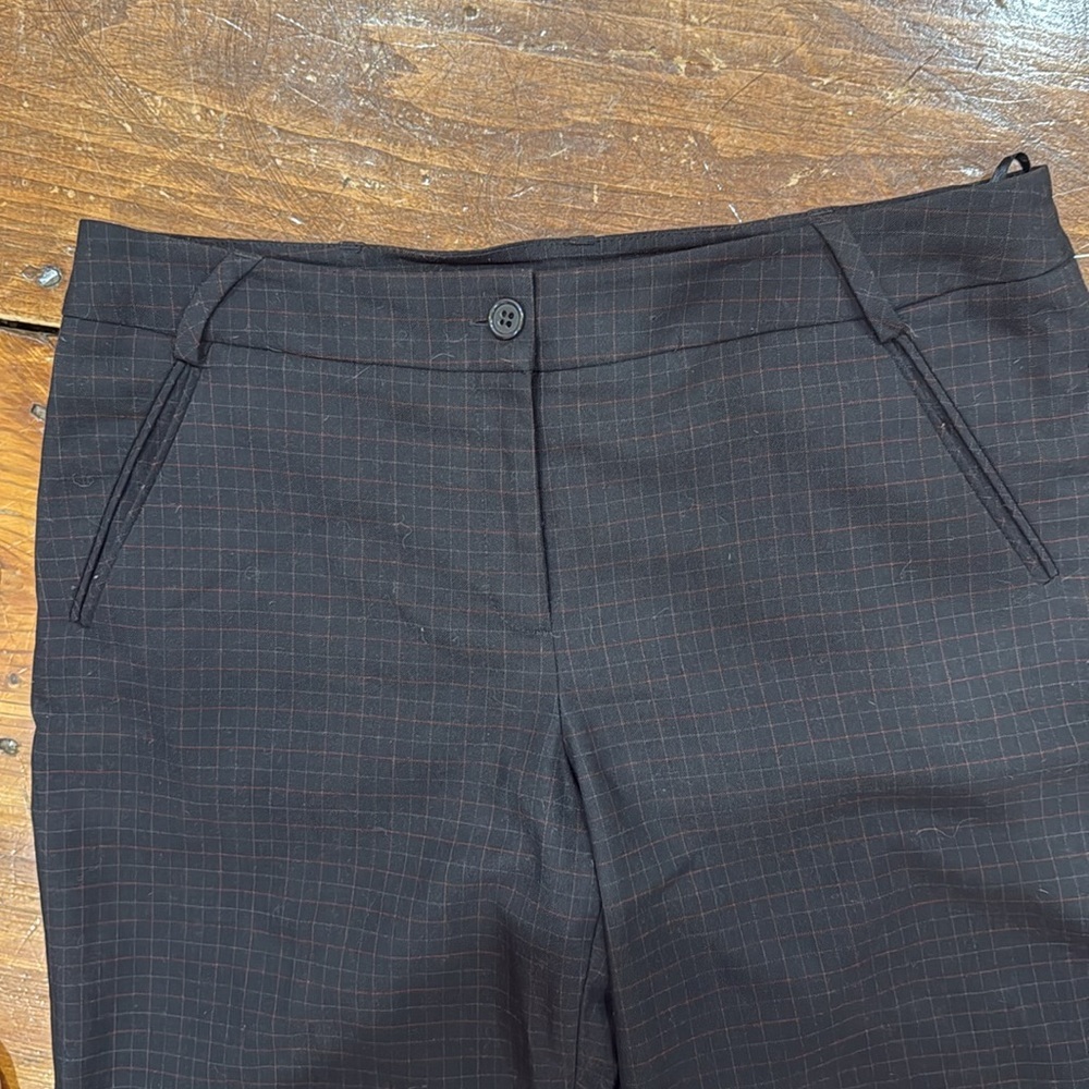 Nine West Slouchy Cyndi stretch brown box pattern office trousers pants size 10 - Picture 2 of 10